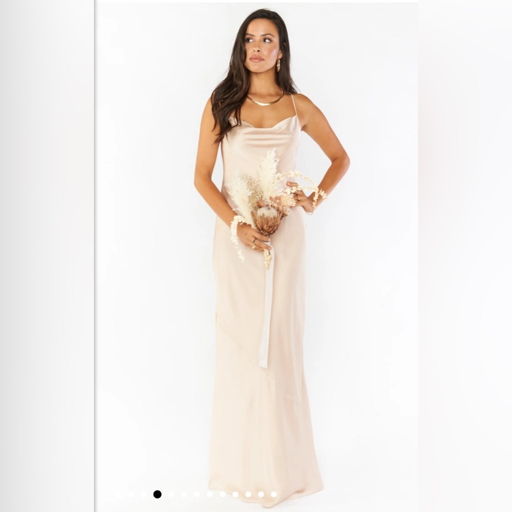NWOT SHOW ME YOUR MUMU - Tuscany Maxi Slip Dress size L color: champagne - Picture 4 of 5